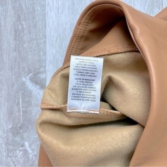 Tan Leather Mini Skirt L - Picture 6 of 6